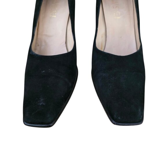 Vintage Gucci Suede Block Heel Pumps Black 9 - Picture 4 of 7